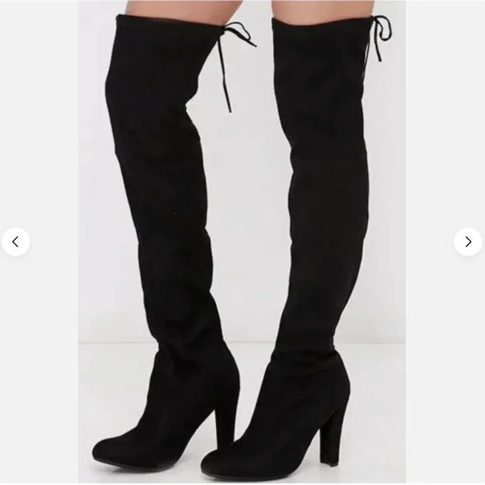 Steve Madden Gorgeous Suede Over The Knee High Heel Boots 9 Black